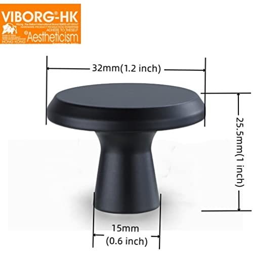 (10-Pack) VIBORG Round Cabinet Knobs and Pulls, Matte Black Mushroom Drawer Dresser Knobs and Handles, 32mm (1.25") Diameter, Sand Black Knobs for... (10-Pack) VIBORG Round Cabinet Knobs and Pulls, Matte Black Mushroom Drawer Dresser Knobs and Handles, 32mm (1.25") Diameter, Sand Black Knobs for...