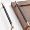 12 Pack 7 1/2 Inch 192 mm Gold and Grey Cabinet Handles Cabinet Pulls Aluminum Handles Knurled Drawer Pulls Oxidation Finish with Diamond Pattern...