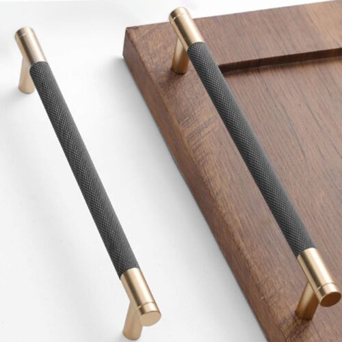 12 Pack 7 1/2 Inch 192 mm Gold and Grey Cabinet Handles Cabinet Pulls Aluminum Handles Knurled Drawer Pulls Oxidation Finish with Diamond Pattern...