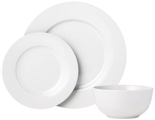 Amazon Basics Kitchen Dinnerware Set, Microwave and Dishwasher Safe, Plates, Bowls, Service for 6, 18-Piece, White Amazon Basics Kitchen Dinnerware Set, Microwave and Dishwasher Safe, Plates, Bowls, Service for 6, 18-Piece, White