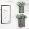 AuldHome Design Wall Hanging Baskets (Set of 2, Gray); Woven Wicker Rustic Farmhouse Gray Washed Door Baskets, Small and Medium Size