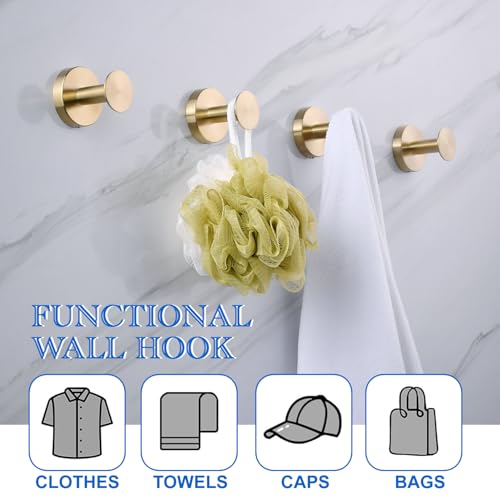 Bathroom Towel Hooks, 2 Pack Towel Holder for Bathroom Wall, Cabinet Closet Door, Kitchen, Bedroom, Hotel - Modern Design Effortless Mounting Towel...