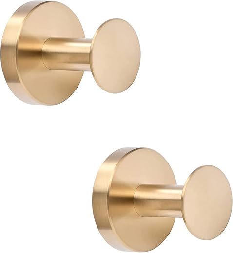 Bathroom Towel Hooks, 2 Pack Towel Holder for Bathroom Wall, Cabinet Closet Door, Kitchen, Bedroom, Hotel - Modern Design Effortless Mounting Towel...