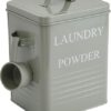 Bloomingville Farmhouse Metal Container with "Laundry Powder" Message, Lid, and Scoop, Grey