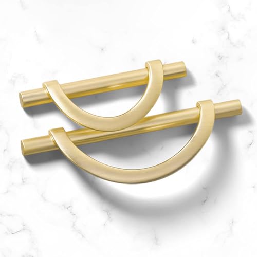 Brushed Gold Cabinet Pulls Drawer Pulls, Half Moon Shape Pulls Gold Drawer Dresser Kitchen Handles Antique Cupboard Door Handles, 4Packs 3.75inch Brushed Gold Cabinet Pulls Drawer Pulls, Half Moon Shape Pulls Gold Drawer Dresser Kitchen Handles Antique Cupboard Door Handles, 4Packs 3.75inch