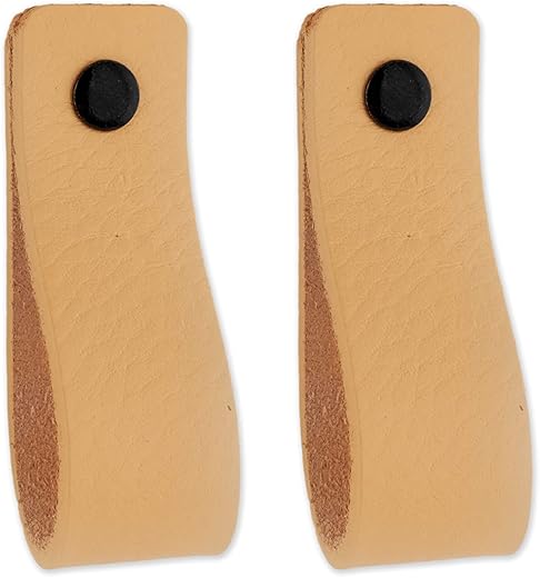 Brute Strength - Leather Drawer Pulls - Natural - 2 pcs - 6-1/2 x 1 ’’ - Leather Handle - Leather Dresser Pulls - Cabinet knobs Dresser knobs -...