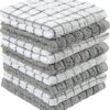 Bumble Premium Cotton Dish Cloths 12" x 12" | Gray Check Design | 405 GSM | Highly Absorbent & Soft Dish Towels | 100% Natural Ring Spun Cotton...