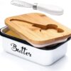 Butter Dish with Lid,Butter Dish for Countertop,AISBUGUR Metal Butter Keeper with Stainless Steel Multipurpose Butter Knife,Large Butter Container...