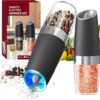 CIRCLE JOY Gravity Electric Salt and Pepper Grinder Set Automatic Salt and Pepper Grinder Set with LED Light, Battery Operated, Adjustable...