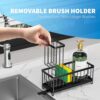 Cisily Black Sponge Holder for Kitchen Sink, Sink Caddy Organizer with High Brush Holder, Kitchen Countertop Organizers and Storage Essentials,...
