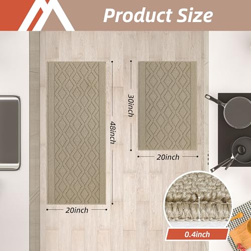 COSY HOMEER 48x20 Inch/30X20 Inch Kitchen Rug Mats Made of 100% Polypropylene 2 Pieces Soft Kitchen Mat Specialized in Anti Slippery and Machine...