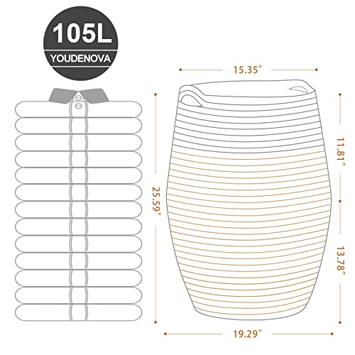 Cotton Rope Laundry Hamper by YOUDENOVA, 105L - Woven Collapsible Basket Clothes Storage for Blankets, Room Organizing, Bedroom Storage, – Brown &...