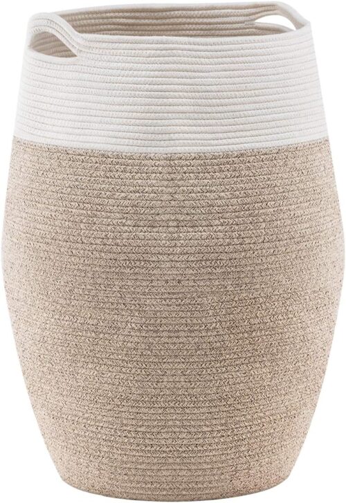 Cotton Rope Laundry Hamper by YOUDENOVA, 105L - Woven Collapsible Basket Clothes Storage for Blankets, Room Organizing, Bedroom Storage, – Brown &...