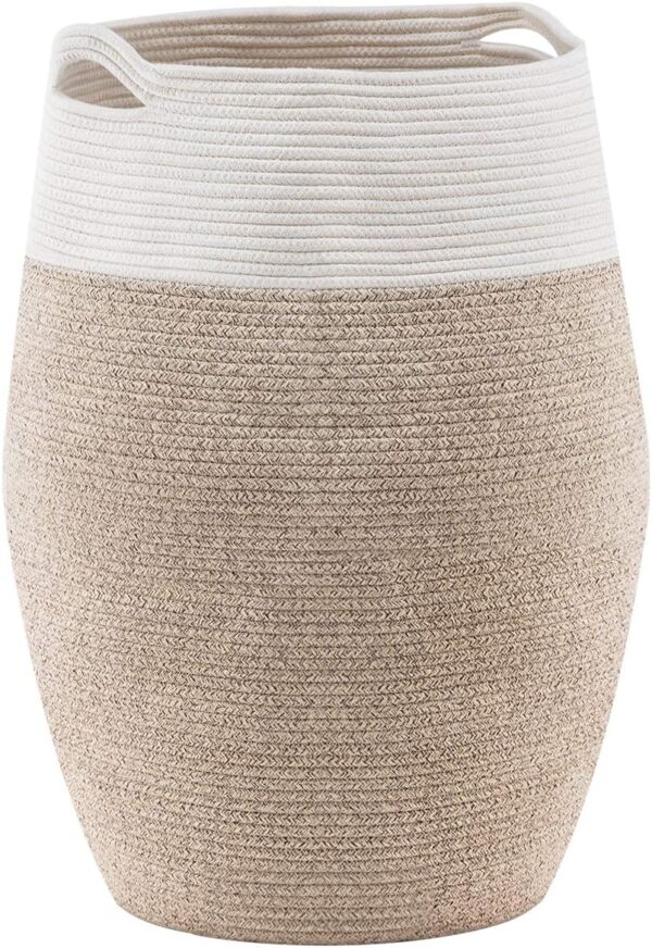 Cotton Rope Laundry Hamper by YOUDENOVA, 105L - Woven Collapsible Basket Clothes Storage for Blankets, Room Organizing, Bedroom Storage, – Brown &...