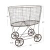 Creative Co-Op Vintage Reproduction Metal Laundry Basket on Wheels, Rust