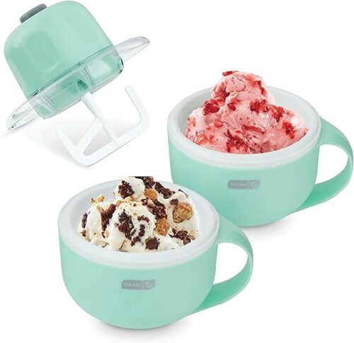 DASH My Mug Ice Cream Maker Machine (Aqua): Multi-Purpose Soft Serve Ice Cream Machine with (2) Bowls for Homemade Gelato, Sorbet, Frozen Yogurt,...