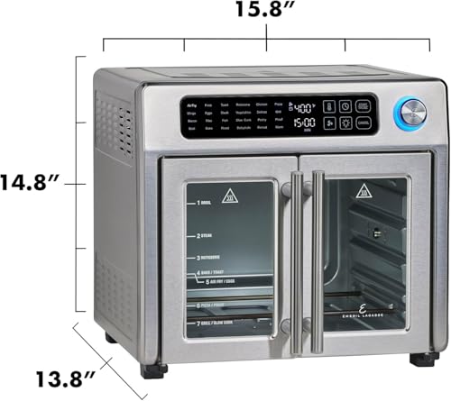Emeril Lagasse Extra Large French Door Air Fryer Toaster Oven Combo, 24 Cooking Functions and Digital Controls, 7 Accessories Included, Stainless... Emeril Lagasse Extra Large French Door Air Fryer Toaster Oven Combo, 24 Cooking Functions and Digital Controls, 7 Accessories Included, Stainless...