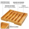 Expandable Bamboo Kitchen Drawer Organizer for Cutlery and Utensils, Adjustable Bamboo Wood Cutlery Tray in Drawer for Flatware and Silverware in...