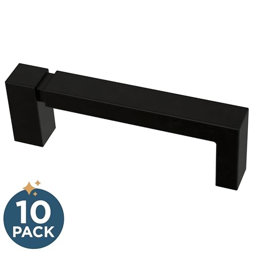 Franklin Brass Asymmetric Notched (10-Pack) Cabinet Handles 3" Hole to Hole Matte Black Kitchen Cabinet Pulls Drawer Handles Cabinet Hardware...