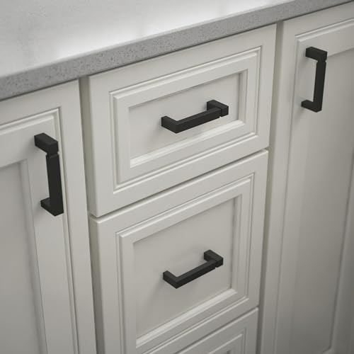 Franklin Brass Asymmetric Notched (10-Pack) Cabinet Handles 3" Hole to Hole Matte Black Kitchen Cabinet Pulls Drawer Handles Cabinet Hardware...