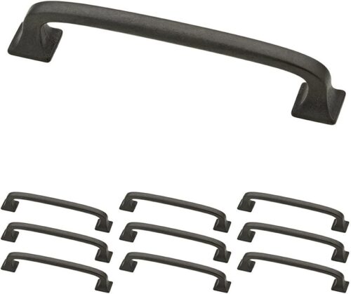 Franklin Brass Lombard (10-Pack) Cabinet Handles 4" Hole Center Pulls | Soft Iron Hardware Kitchen Door, Drawers, Dressers, Furniture P29613K-SI-B