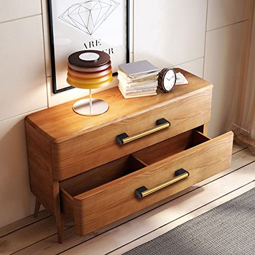 FULGENTE Golden Cabinet Pulls Brushed Brass Handles 5'' Stainless Steel Hardware for Kitchen Bathroom Wardrobe Bedroom Furniture Black Square Base...