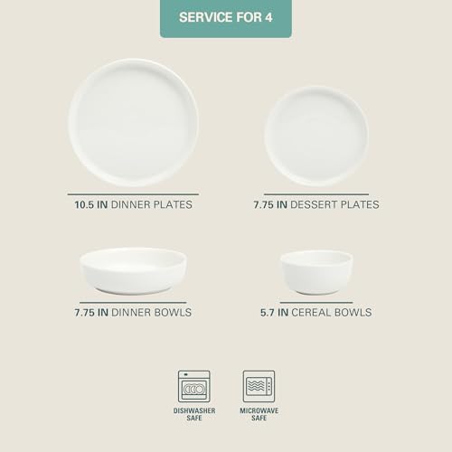 Gibson Home Oslo Porcelain Chip and Scratch Resistant Dinnerware Set, Service for 4 (16pcs), Plates and Bowls Dishes Sets, White Gibson Home Oslo Porcelain Chip and Scratch Resistant Dinnerware Set, Service for 4 (16pcs), Plates and Bowls Dishes Sets, White