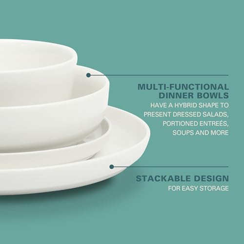 Gibson Home Oslo Porcelain Chip and Scratch Resistant Dinnerware Set, Service for 4 (16pcs), Plates and Bowls Dishes Sets, White Gibson Home Oslo Porcelain Chip and Scratch Resistant Dinnerware Set, Service for 4 (16pcs), Plates and Bowls Dishes Sets, White