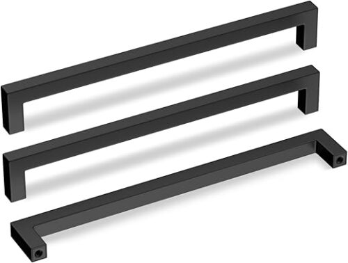 Goldenwarm 5 Pack Black Square Bar Cabinet Pull Drawer Handle Stainless Steel Modern Hardware for Kitchen and Bathroom Cabinets Cupboard,Center to...
