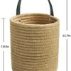 Goodpick 2pack Jute Hanging Basket - Small Woven Fern Hanging Rope Basket Flower Plants Wall Basket Decor Set Boho, 7.87 x 7 x 11.7 inches