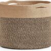 Goodpick Large Cotton Rope Basket 15.8"x15.8"x13.8" Wicker Basket for Blankets, Toy Storage for Living Room, Jute