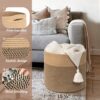 Goodpick Large Cotton Rope Basket 15.8"x15.8"x13.8" Wicker Basket for Blankets, Toy Storage for Living Room, Jute