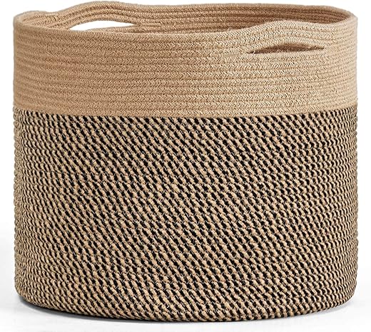 Goodpick Large Cotton Rope Basket 15.8"x15.8"x13.8" Wicker Basket for Blankets, Toy Storage for Living Room, Jute Goodpick Large Cotton Rope Basket 15.8"x15.8"x13.8" Wicker Basket for Blankets, Toy Storage for Living Room, Jute
