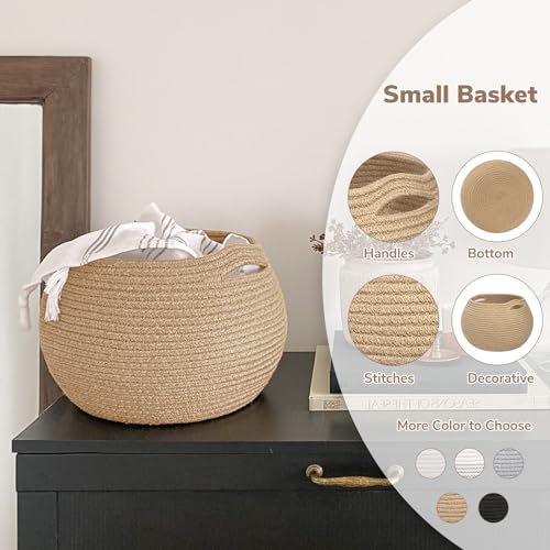 Goodpick Wicker Storage Basket for Living Room, Small Round Woven Basket for Toys, Towel, Bedroom, Children Corner Decoration Plant Baskets Indoor,...