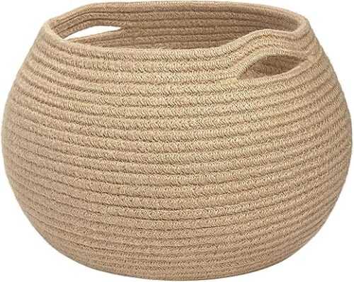 Goodpick Wicker Storage Basket for Living Room, Small Round Woven Basket for Toys, Towel, Bedroom, Children Corner Decoration Plant Baskets Indoor,...