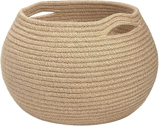 Goodpick Wicker Storage Basket for Living Room, Small Round Woven Basket for Toys, Towel, Bedroom, Children Corner Decoration Plant Baskets Indoor,...
