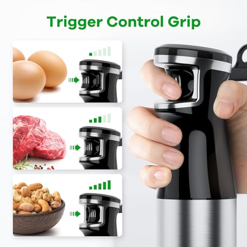 Immersion Blender Handheld Corded Hand Blenders Set 1100W, Trigger Variable Speed 5 in 1 Stick Emulsifier with Chopper, Whisk and Frother for Soup,...
