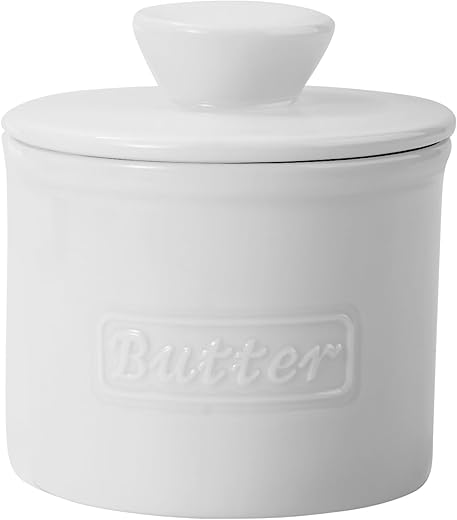 Juimma Butter Crock with Lid, French Butter Dish with Lid for Countertop, Ceramic Butter Keeper with Water Line for Spreadable Fresh Butter, for...