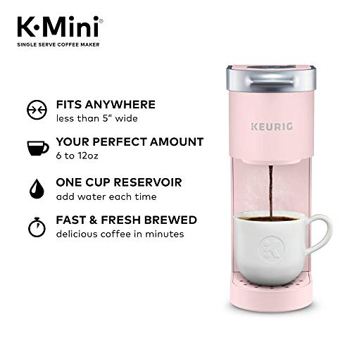 Keurig K-Mini Single Serve K-Cup Pod Coffee Maker, 6 to 12oz Brew size, with Cord Storage, Perfect for Small Spaces, Dusty Rose