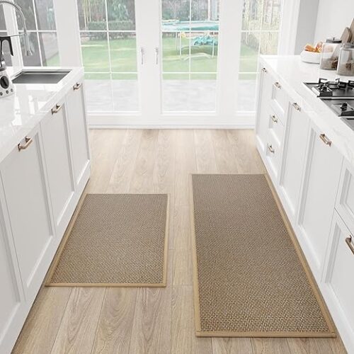 Kitchen Mat Set of 2 PCS, Cushioned Non Slip Rugs for Kitchen Floor, Absorbent Runner Comfort Standing Mats Washable for Kitchen, Office, Home...