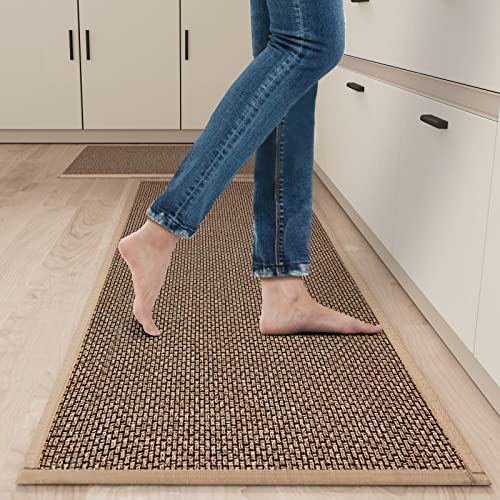 Kitchen Mat Set of 2 PCS, Cushioned Non Slip Rugs for Kitchen Floor, Absorbent Runner Comfort Standing Mats Washable for Kitchen, Office, Home...