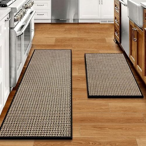 Kitchen Rugs and Mats Non Skid Washable Set of 2 PCS, Absorbent Runner Rugs for Kitchen, Front of Sink, Kitchen Mats for Floor, 17.3"x 47"+17.3"x...