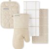 KITCHENAID Quilted Cotton Terry Cloth Oven Mitt, Pot Holder, Kitchen Towel 4-Pack Set, Heat Resistant, Silicone Grip, 16"x26", 7"x13" & 7"x10",...