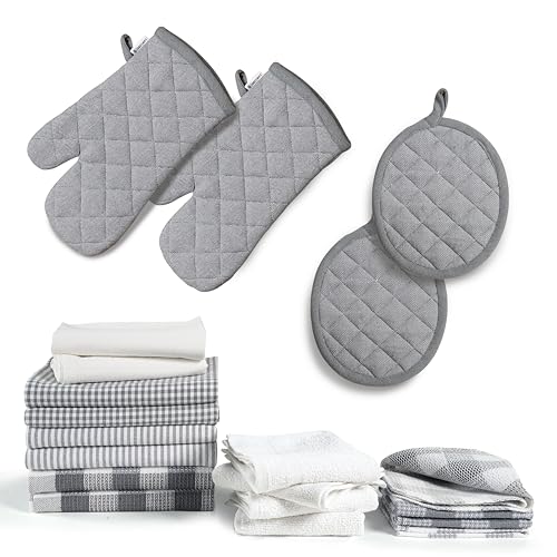 LANE LINEN Kitchen Towels and Dishcloths Sets - 20 Pc Kitchen Essentials for New Home, Heat Resistant Oven Mitts & Pot Holder, Absorbent Flour Sack... LANE LINEN Kitchen Towels and Dishcloths Sets - 20 Pc Kitchen Essentials for New Home, Heat Resistant Oven Mitts & Pot Holder, Absorbent Flour Sack...