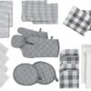 LANE LINEN Kitchen Towels and Dishcloths Sets - 20 Pc Kitchen Essentials for New Home, Heat Resistant Oven Mitts & Pot Holder, Absorbent Flour Sack...