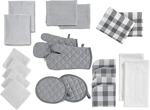LANE LINEN Kitchen Towels and Dishcloths Sets - 20 Pc Kitchen Essentials for New Home, Heat Resistant Oven Mitts & Pot Holder, Absorbent Flour Sack... LANE LINEN Kitchen Towels and Dishcloths Sets - 20 Pc Kitchen Essentials for New Home, Heat Resistant Oven Mitts & Pot Holder, Absorbent Flour Sack...