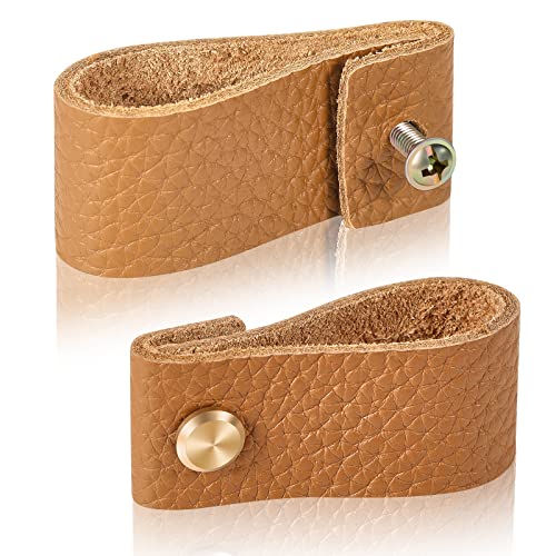 Leather Dresser Pulls,Leather Drawer Pulls with Fashionable Gold Brass Replacement of Traditional Metal Cabinet Knobs,Leather Pulls for... Leather Dresser Pulls,Leather Drawer Pulls with Fashionable Gold Brass Replacement of Traditional Metal Cabinet Knobs,Leather Pulls for...