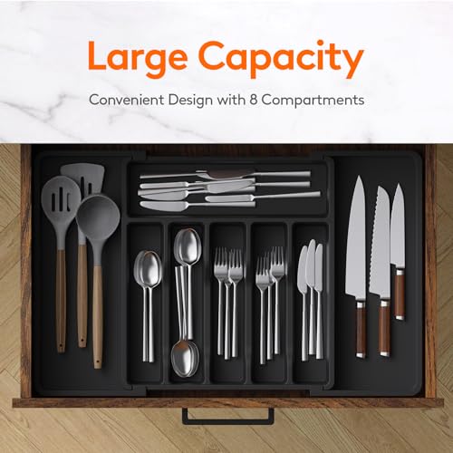 Lifewit Large Silverware Drawer Organizer, Expandable Utensil Tray for Kitchen, BPA Free Flatware and Cutlery Holder, Adjustable Plastic Storage...