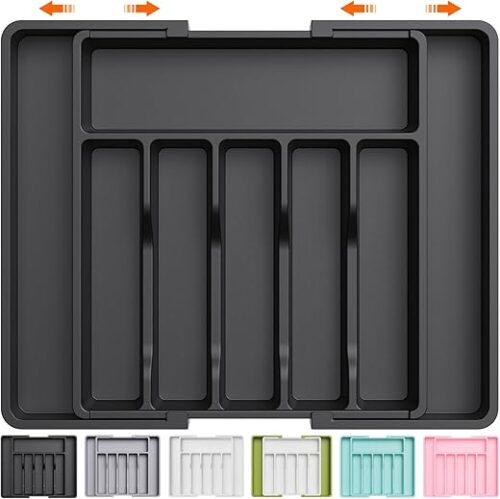 Lifewit Large Silverware Drawer Organizer, Expandable Utensil Tray for Kitchen, BPA Free Flatware and Cutlery Holder, Adjustable Plastic Storage...
