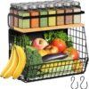 Magnetic Shelf for Fridge with Wood Lid, Fruit Potato and Onion Storage Bins, Pantry Organizers & Storage, Large Container Magnetic Spice Rack for...